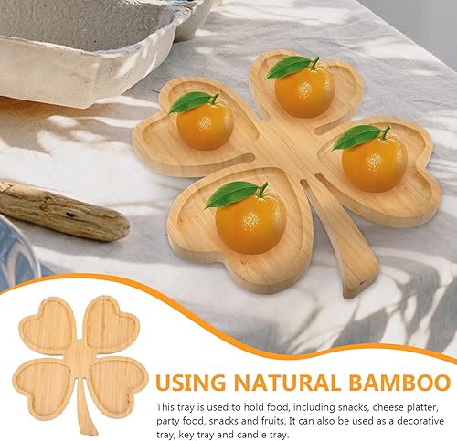 Miniatura 4 de Zerodeko Plato de madera – Platos de servir en forma de trébol – Platos de cena divididos con trébol – Platos decorativos de San Patricio para