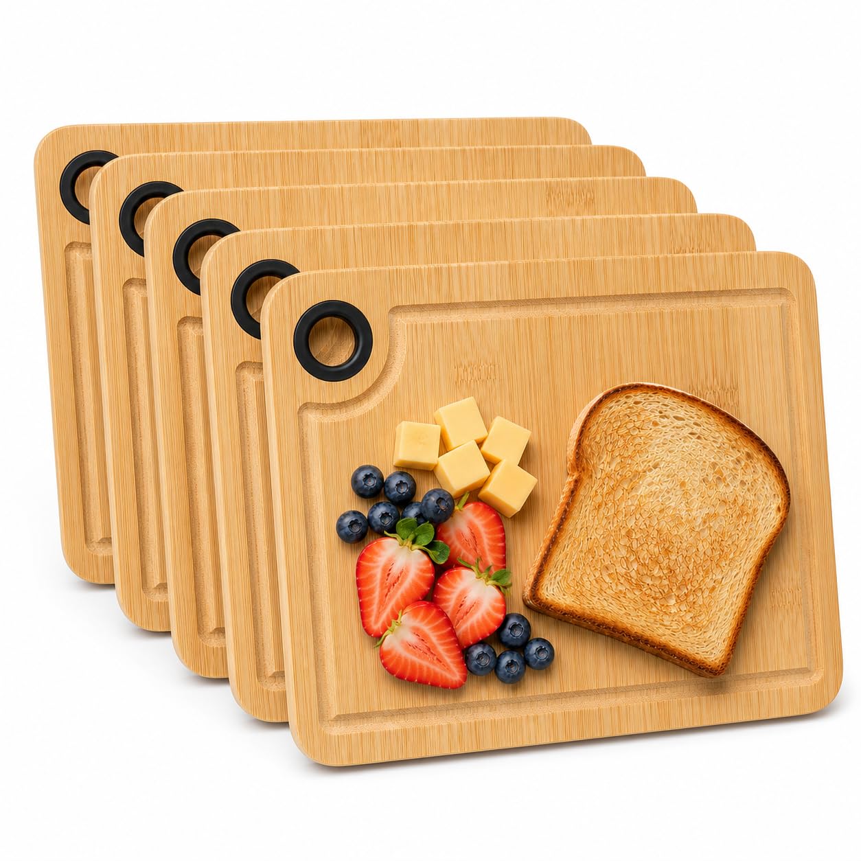 Planche à découper bois bambou naturel 28x18cm double face avec rainure à jus SHUESS