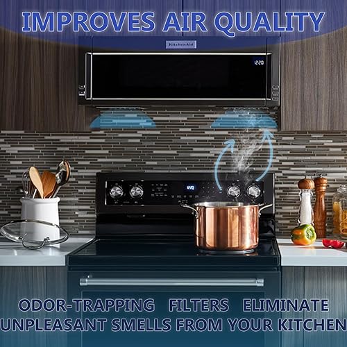 Miniatura 7 de Filtros de aire de carbón de repuesto para rejillas de ventilación de campana de microondas de rango superior – Compatible con modelos KitchenAid y