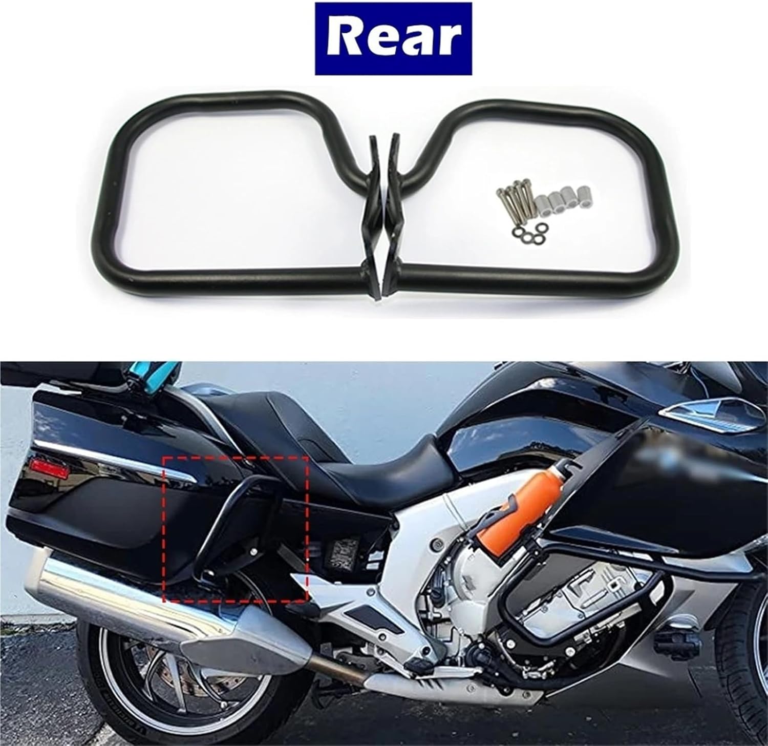 for BMW K1600GT K1600GTL 2011-2025 Highway Crash Bar Engine Guard Saddlebag Side Box Protection Frame Bumper K 1600GT 1600 GT(Chrome-Rear)