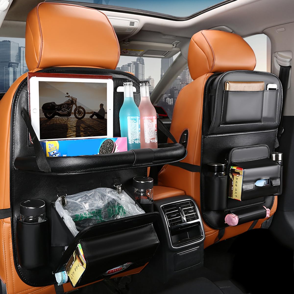 Organizer per Sedile Posteriore Auto per Buick Lacrosse 3.Generation, con Porta Rifiuti e Tavolino Multifunzionale, Auto Accessori da Viaggio,A/Black