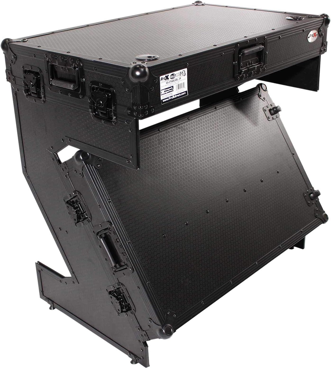 ProX XS-ZTABLEBLJR Z-Table Jr Folding DJ Table Mobile Workstation Flight Case Style with Handles and Wheels - Black Finish