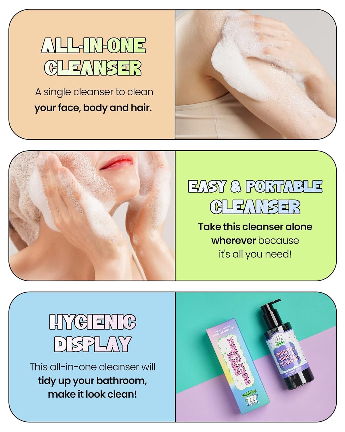 CHASIN' RABBITS Mindful Bubble Cleanse | Vegan All In One Face to Body Bubble Cleanser | Pore Purifying with Charcoal face wash for mens, For Oily Skin | 200mL/6.76 fl. oz - Image 5