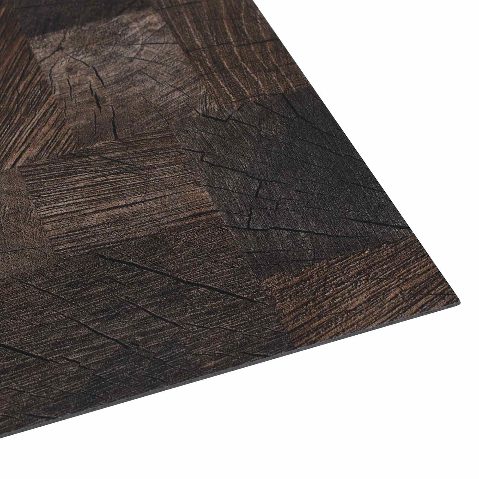Deski podłogowe PCW o strukturze drewna brązowego, 55 sztuk, 5,11 m², samoprzylepne, kwadratowe 30,5 x 30,5 cm, idealne do salonu, kuchni, łazienki, łatwy remont i izolacja akustyczna