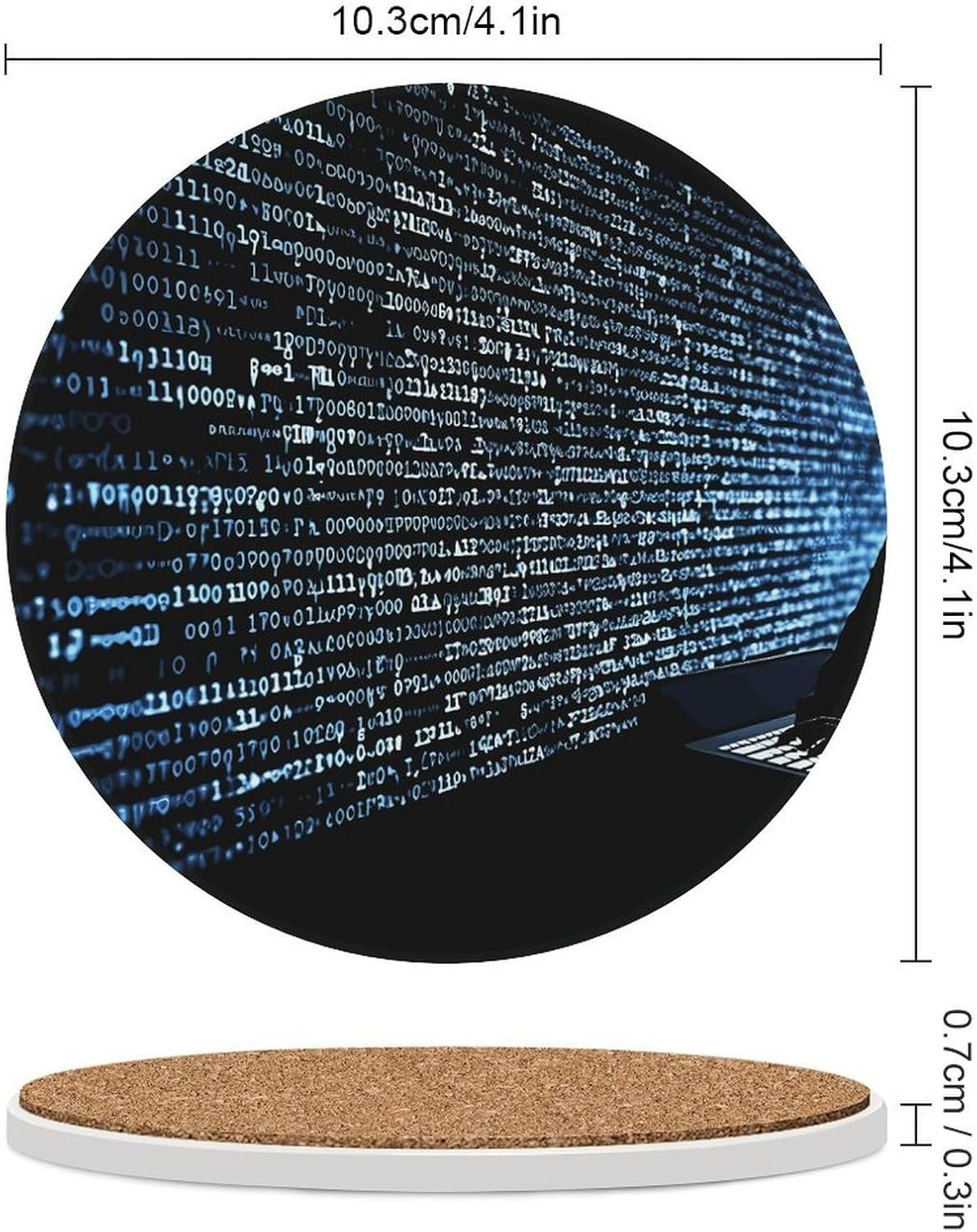 Programmer Programming Code Coaster with Cork Base Drink Coasters for Coffee Table Decor Modern Cup Coasters with Non-Slip & Heat-Resistant Cute Ceramic Table Coaster for Home Dining