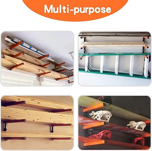Miniatura 6 de Ultrawall Estantes organizadores de madera para montaje en pared, estantes de metal para almacenamiento de madera, estantes de almacenamiento de