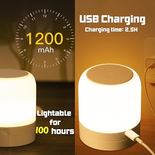 FNMYCO Portable Baby Night Light,3 Colours Egg Light for Nursery,Rechargeable Night Light for Kids,Small Cordless Table&Bedside Lamp,Eye Caring Dimmable LED Touch Lamp for Toddler,Girl,Boy,Nursing photo 3