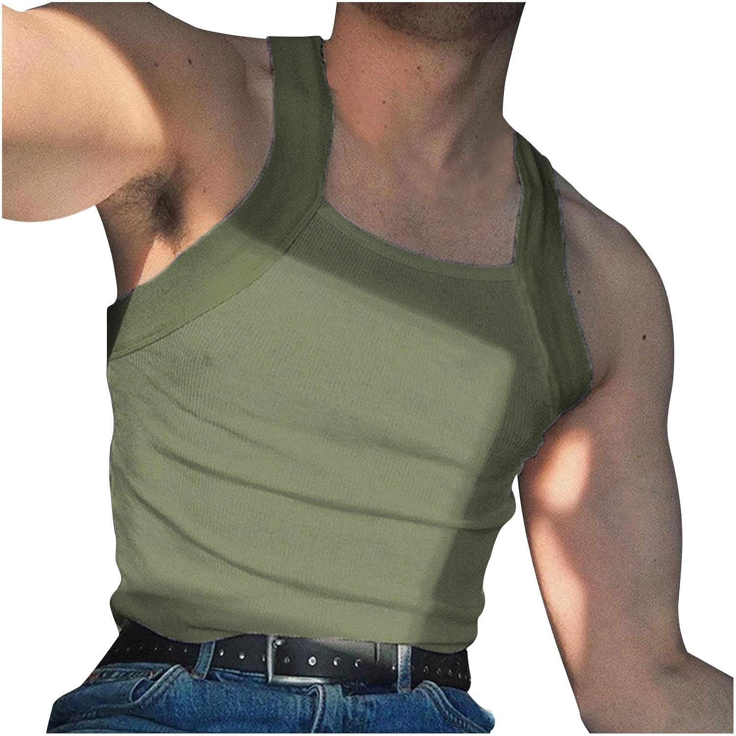 Stylish Casual Slim Fit Vest for Men Fitness Crew Neck Sleeveless Top Breathable Lightweight Gym Workout Tank Tops