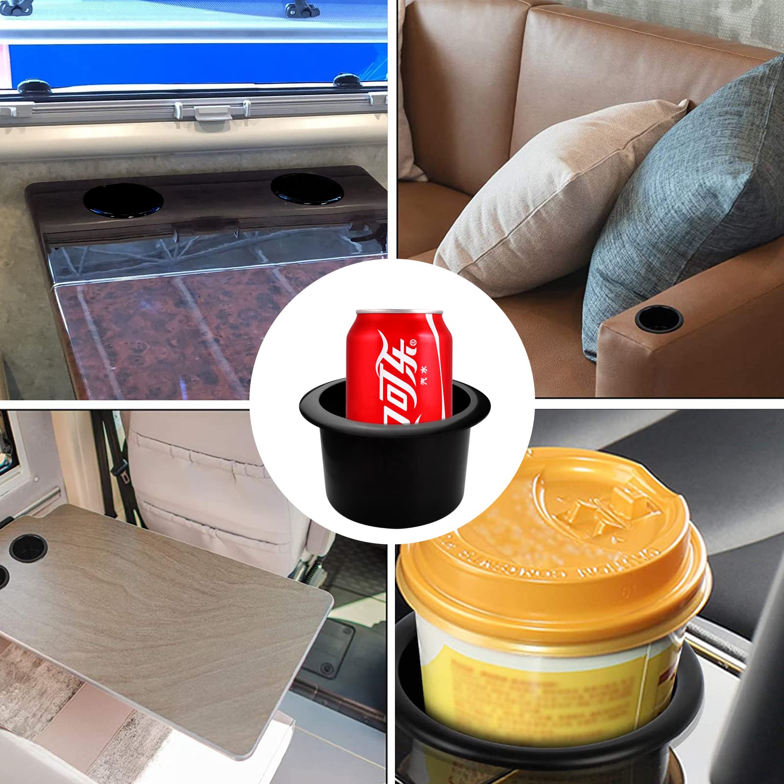 DOITOOL 2 Portabicchieri In Plastica Di Ricambio Per Auto - 11x11x7 Cm - Fissaggio Senza Viti - Per Auto, Barca, Divano, Tavolo Da Poker - Colore Nero