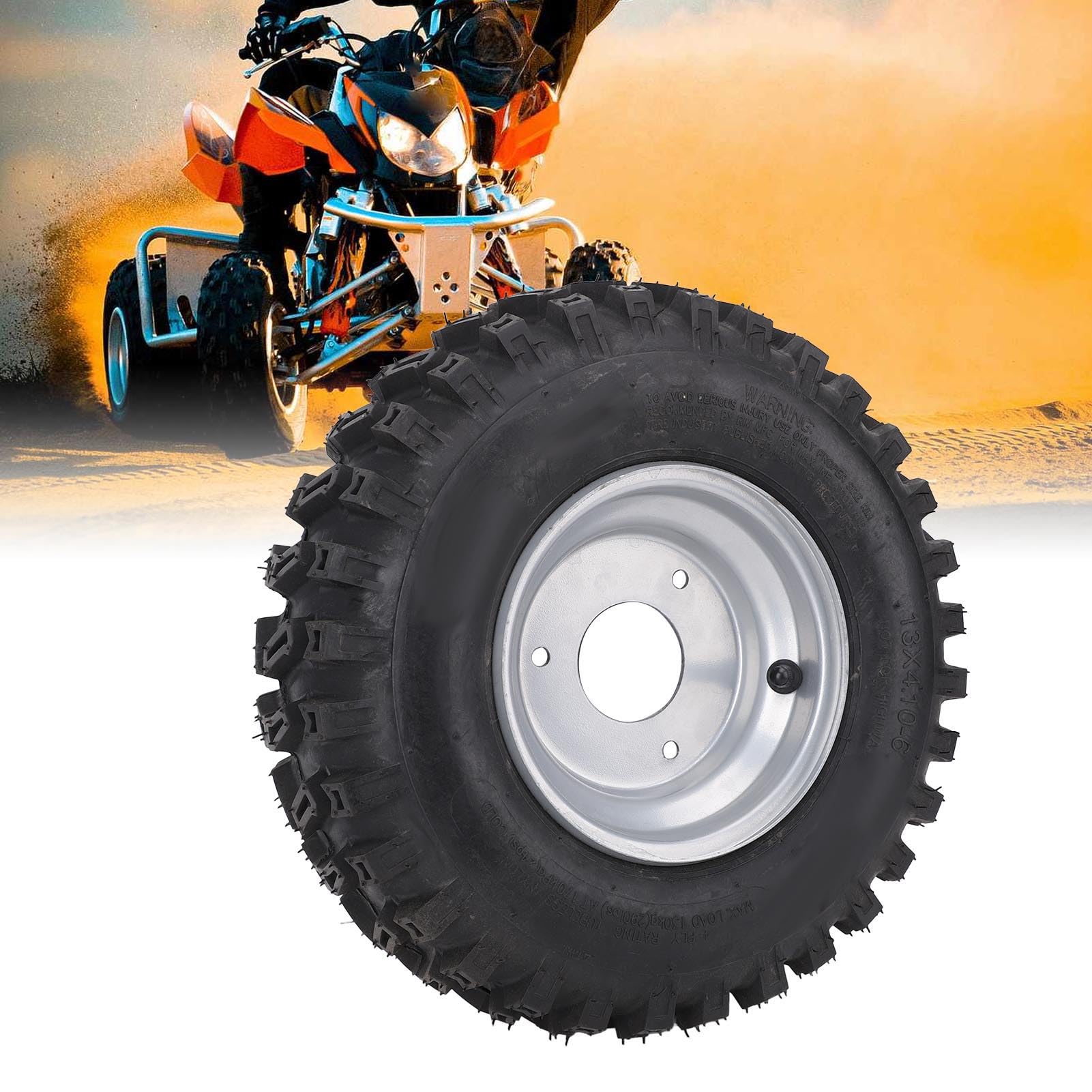 Luocute 6-calowe, 13x4,1-6 ATV Quad Off Road Go Kart Cosch z Aluminium Stopu Bezkresowe Opony Próżniowe i Felgi, Opony Gumowe Przeciw Wybuchom
