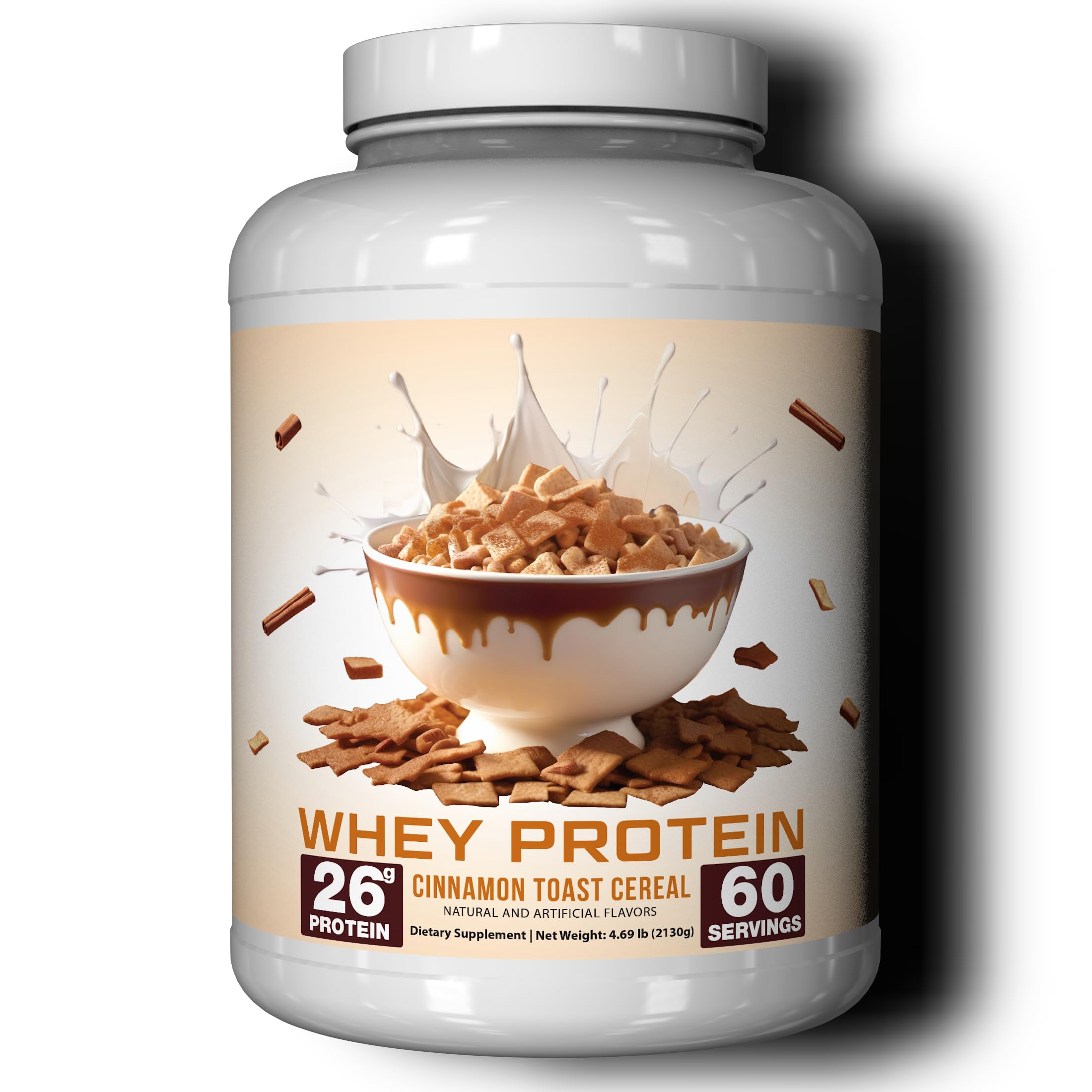 Ekkovision Protein Powder, Cinnamon Toast Cereal, 25 G Whey Protein per Scoop, Low Lactose, High Protein for Men & Women With Active Lifestyles, Perfect for Shakes, Smoothies, and Recipes, 60 Servings