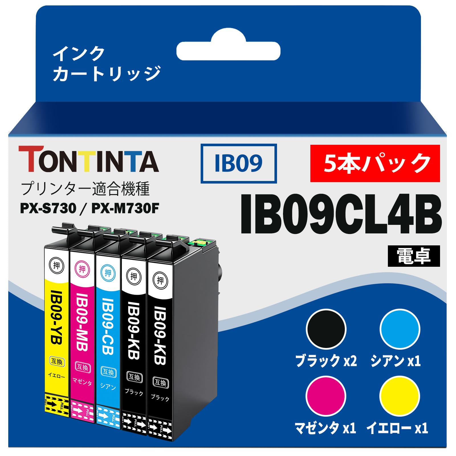 Amazon.co.jp: TONTINTA IB09CL4B 互換インクカートリッジ 4色5本