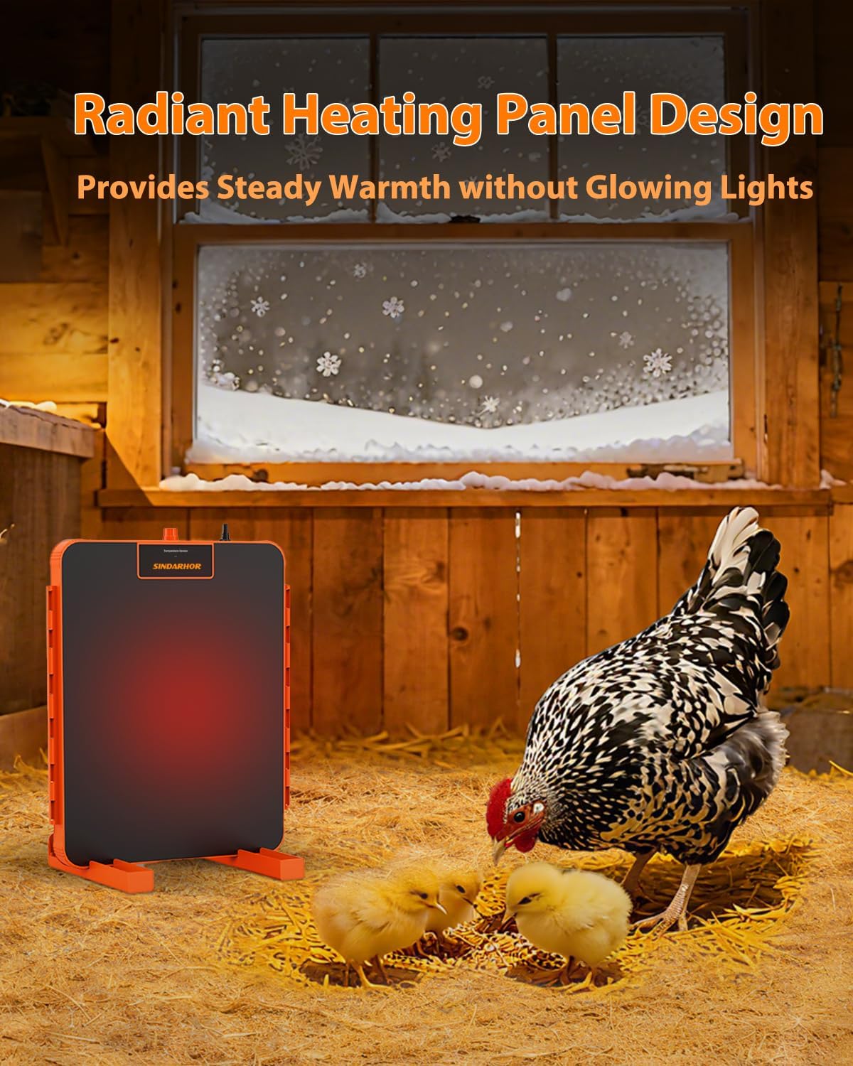 Chick Brooder Box Heat Plate,Chicken Coop Heater with Temperature Sensor - Heating Panel for Baby Chicks - Chickens Warmer for Winter - Radiant Heaters Brooding for Outdoor Poultry (Orange)