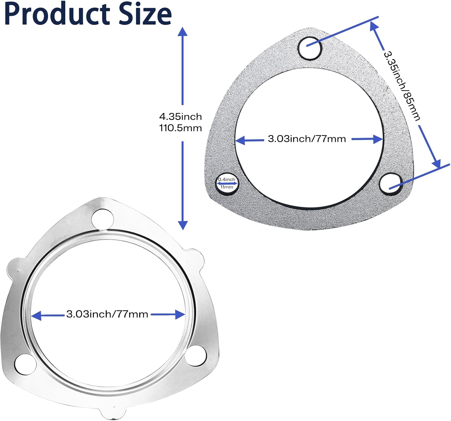 Exhaust Flange and Gasket,3 Bolt 3 Inch Exhaust Gasket and Gasket with Bolt & Universal Part Exhaust Flange Gasket Kit (3")