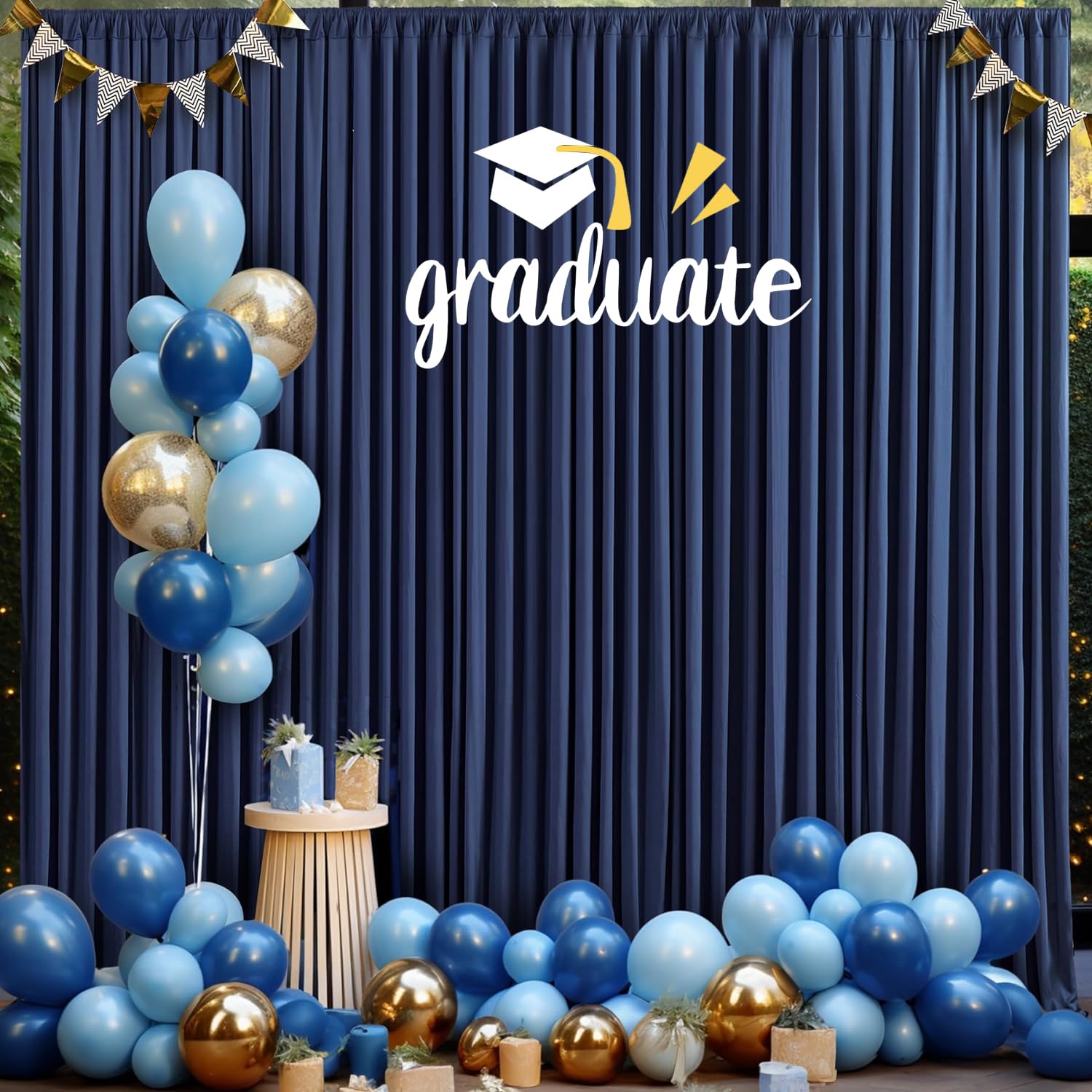 Nssonben Rideau de toile fond infroissable pour les fêtes - 6 panneaux de 1,5 x 2,4 m en polyester soyeux pour arrière-plan photo : anniversaires, remises de diplômes, séances photo - 9,1 x 2,4 m