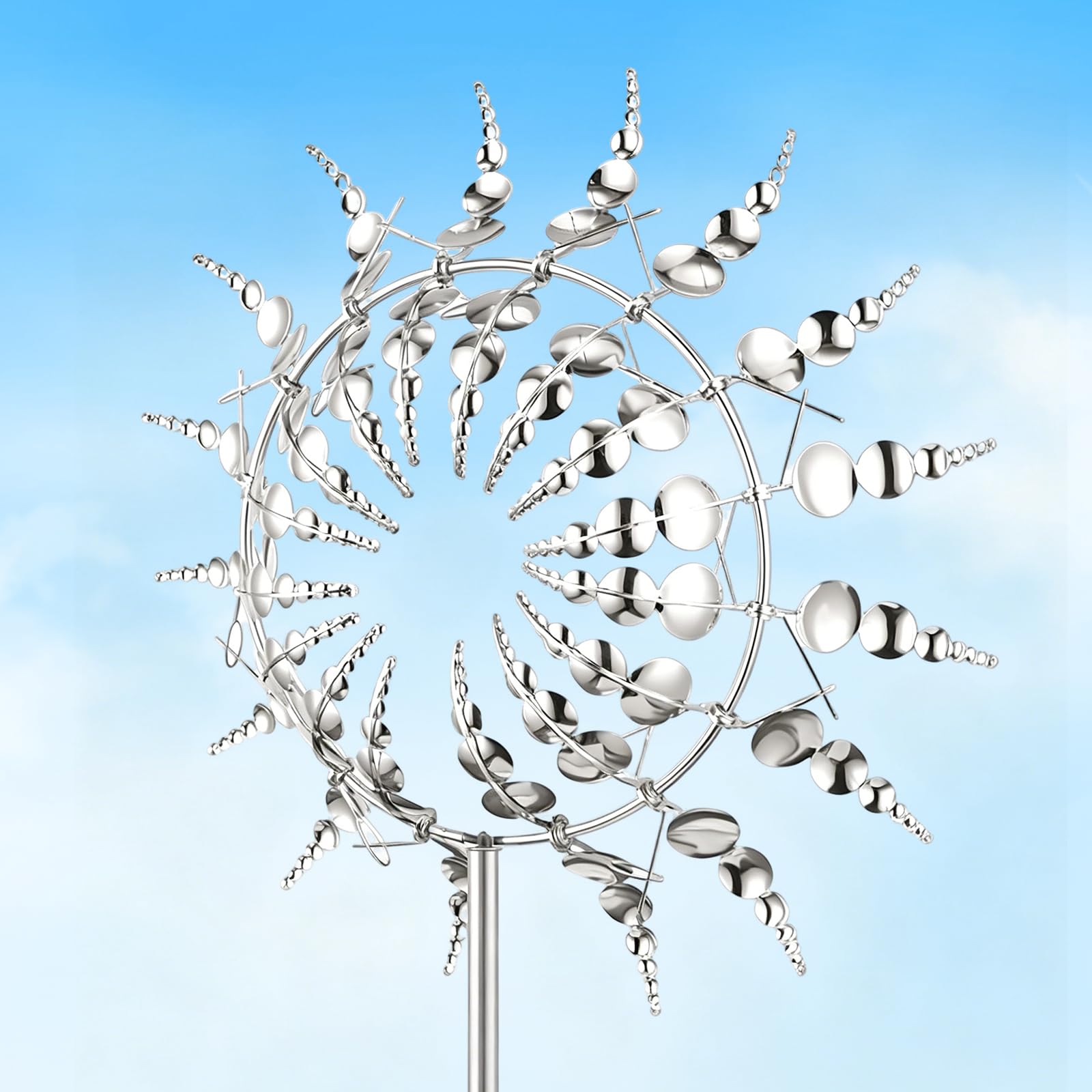 Moulin à Vent Jardin extérieur, Moulin à Vent métallique Unique en 3D, Sculpture éolienne avec Double Rotor capteur de Vent résistante aux intempéries, pour Le Jardin, la terrasse ou la pelouse (A)