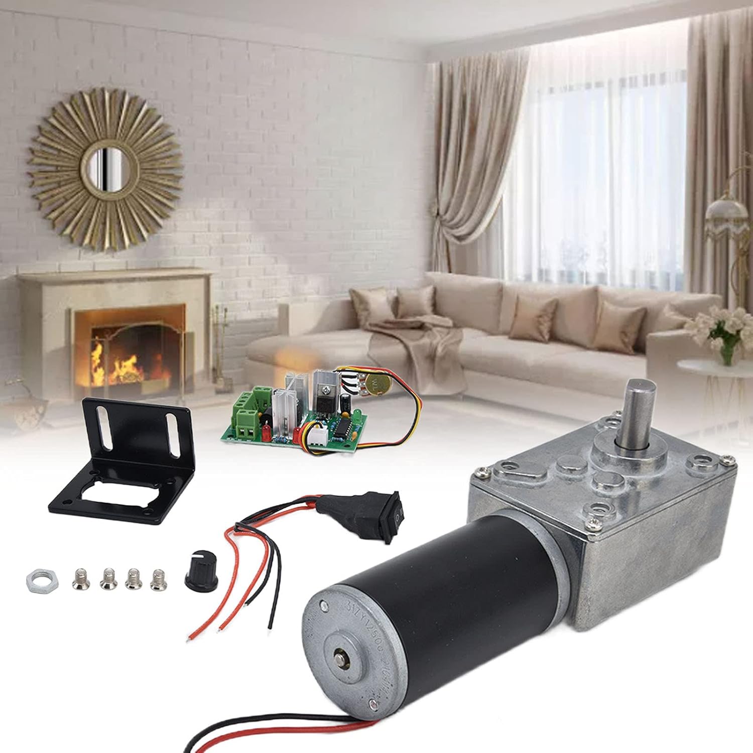 5840-31ZY Worm Gear Motor,12V 10-400rpm DC High Torque Turbo Geared Motor Gearbox Geared Motor Turbo Worm Speed Reducer Electric Motor with 8mm Shaft(12V400RPM)