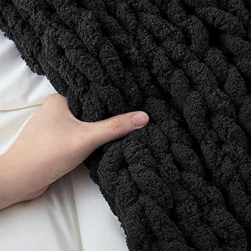 Miniatura 3 de Manta de punto grueso de 78 x 78 pulgadas, 100 % hecha a mano de hilo grueso de felpilla, manta de punto de hilo de felpilla