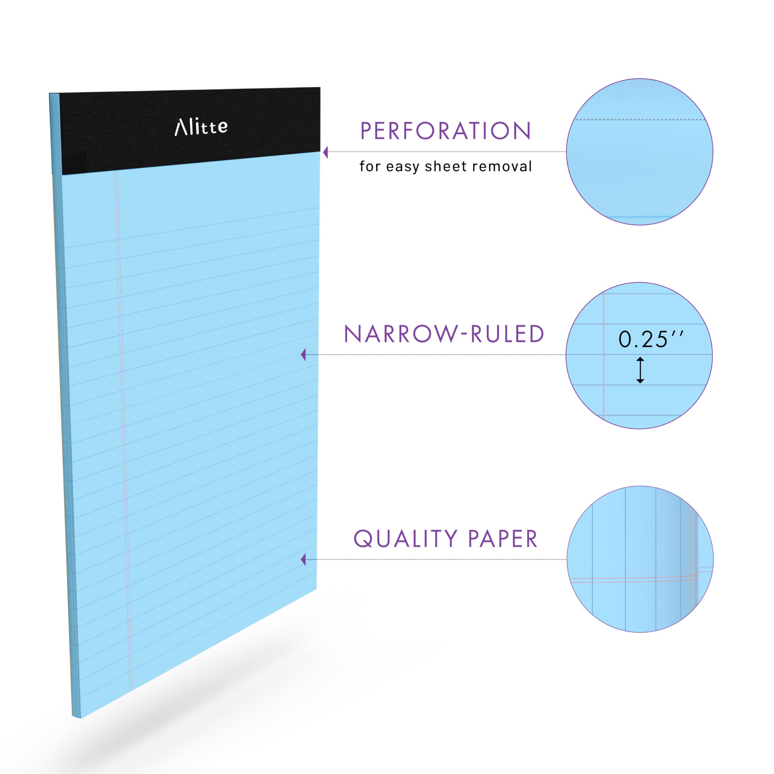 Alitte Lot de 12 blocs-notes 12,7 x 20,3 cm – Papier épais de qualité supérieure, sans bavure d'encre – Blocs vierges pour la maison, le bureau, l'école, le travail (bloc-notes 12,7 x 20,3 cm, coloré)