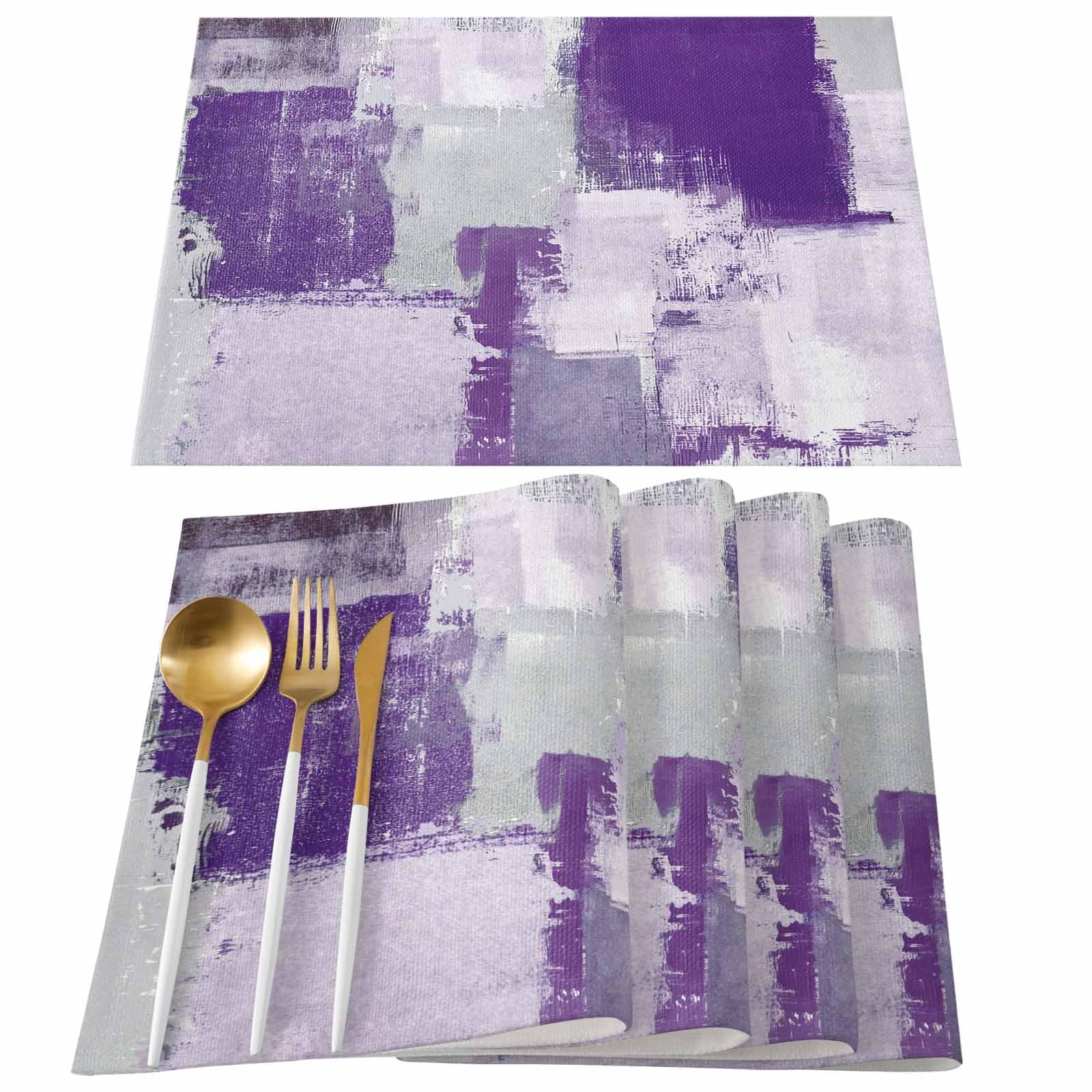 Custom Bed USA Abstract Place Mats 4 Pieces, Heat Insulation Stain Proof Placemats for Dining Table Durable Cotton Linen Kitchen Table Mat Placemat,