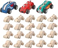Zhanmai 24PCS Unfinished Wooden DIY Car Toys - Easy No-Tool Assembly Wood Crafts for Kids, Family Fun & School Projects
