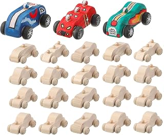 Zhanmai 24PCS Unfinished Wooden DIY Car Toys - Easy No-Tool Assembly Wood Crafts for Kids, Family Fun & School Projects