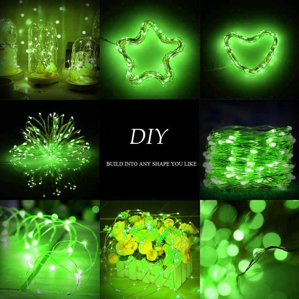 Solar String Lights Outdoor Waterproof, 2 Pack Each 72FT 200 LEDs Solar Powered Fairy Lights, Decoration Copper Wire Lights with 8 Modes for Patio Yard Trees Christmas Wedding Party Decor (Green)