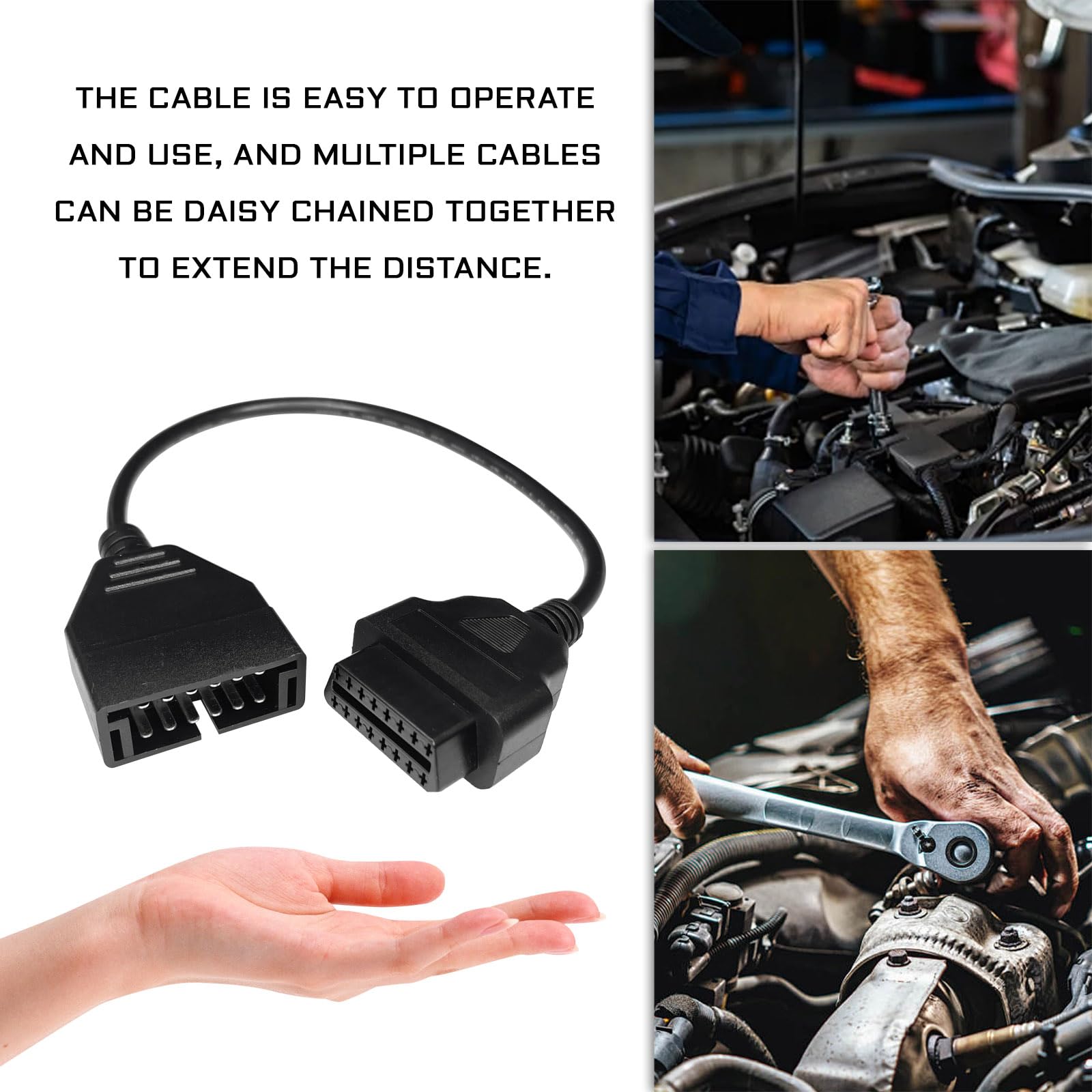 1 adaptador OBD1 a OBD2 GM, conector de escáner OBD1 y adaptador OBD1 a OBD2, adaptador de herramienta de diagnóstico de escáner de coche compatible con GM de 12 pines a OBD1 a OBD2 conector de
