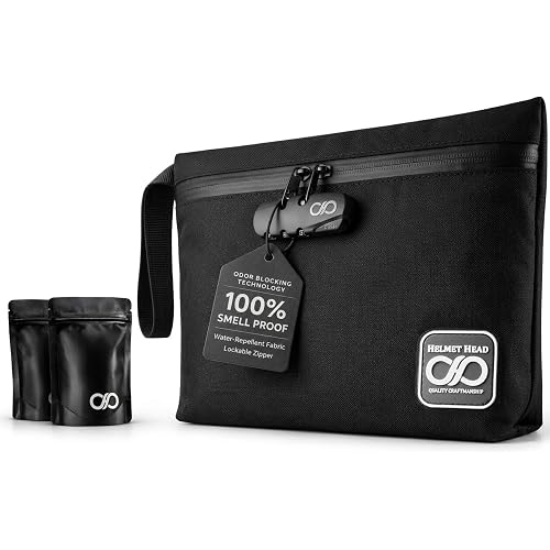 HELMET HEAD Smell Proof Bag, Lockable Medication Case with Lock (Black)