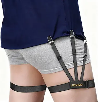 Shirt Stays for Men, Upgraded Adjustable Soft and Smooth Elastic Garter with Non Slip Clips, Perfect Shirts Holder for Military Police or Professional Black
