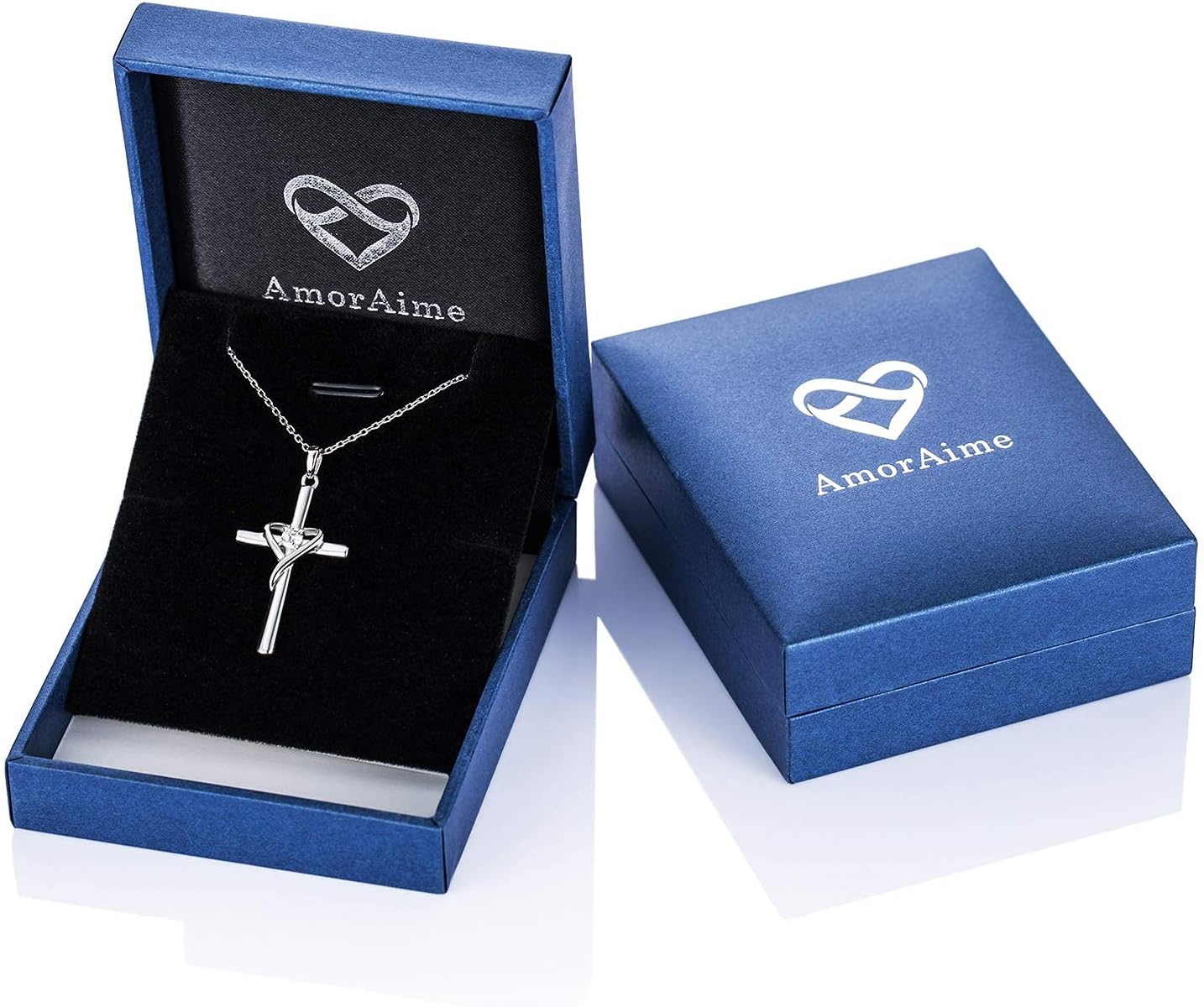 AmorAime 925 Sterling Silver Cross Necklace for Women Men 14K Gold Plated 5A CZ Birthstone Necklaces for Holiday - Image 6