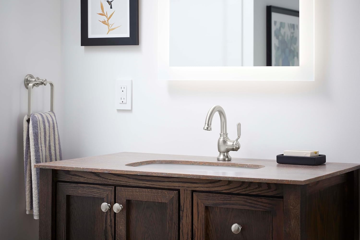 Sterling 27374-4-BN Ludington Single-Handle Bathroom Sink Faucet, 1.2 GPM, 360 Spout, Clicker Drain with Tailpiece, Premium Durable Metal, Corrosion Resistant, Vibrant Brushed Nickel