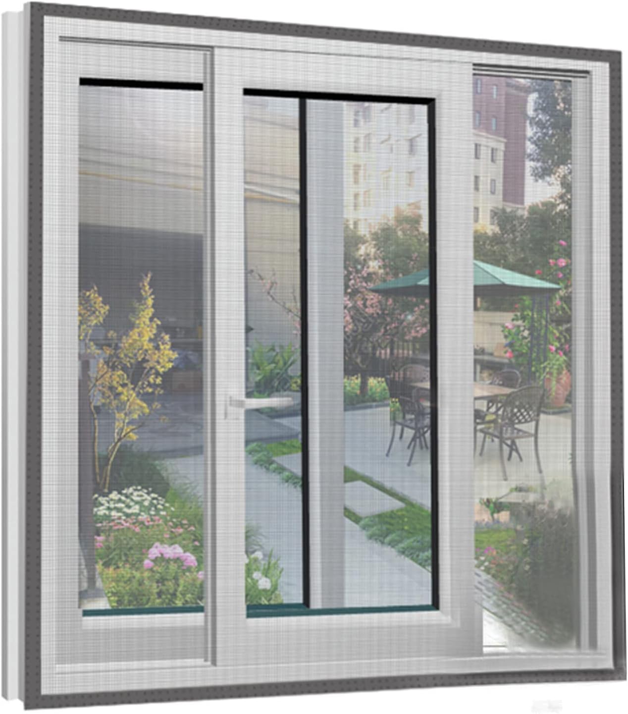 ZPEE Mesh Curtain Fly Screen Door,Reinforced Magnetic Screen Door Window Fly Screen Curtain Screen Curtain-Grey 120x120cm