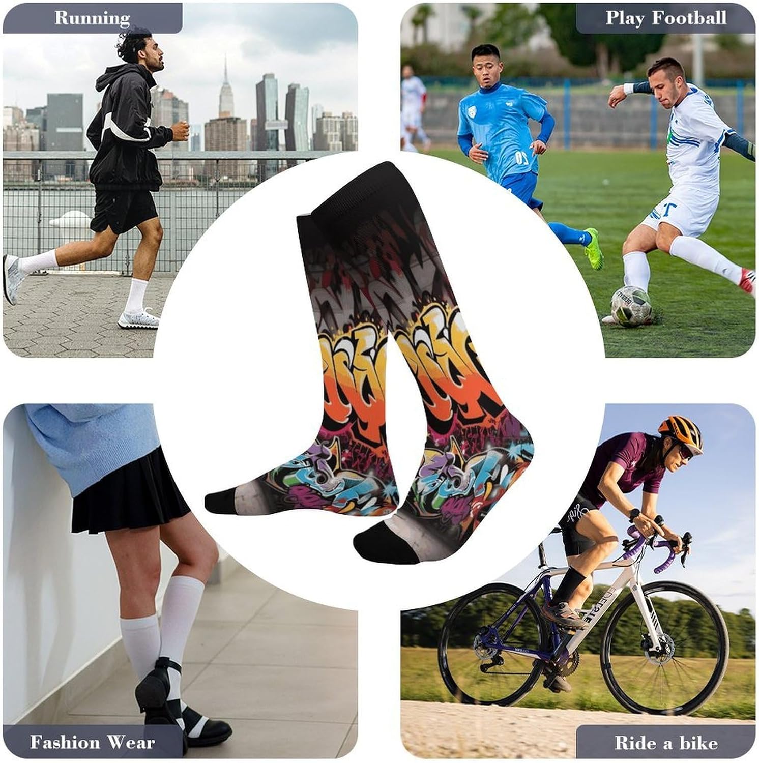 Graffiti Hip Hop Crew Socks Calf Socks Athletic Crew Sock
