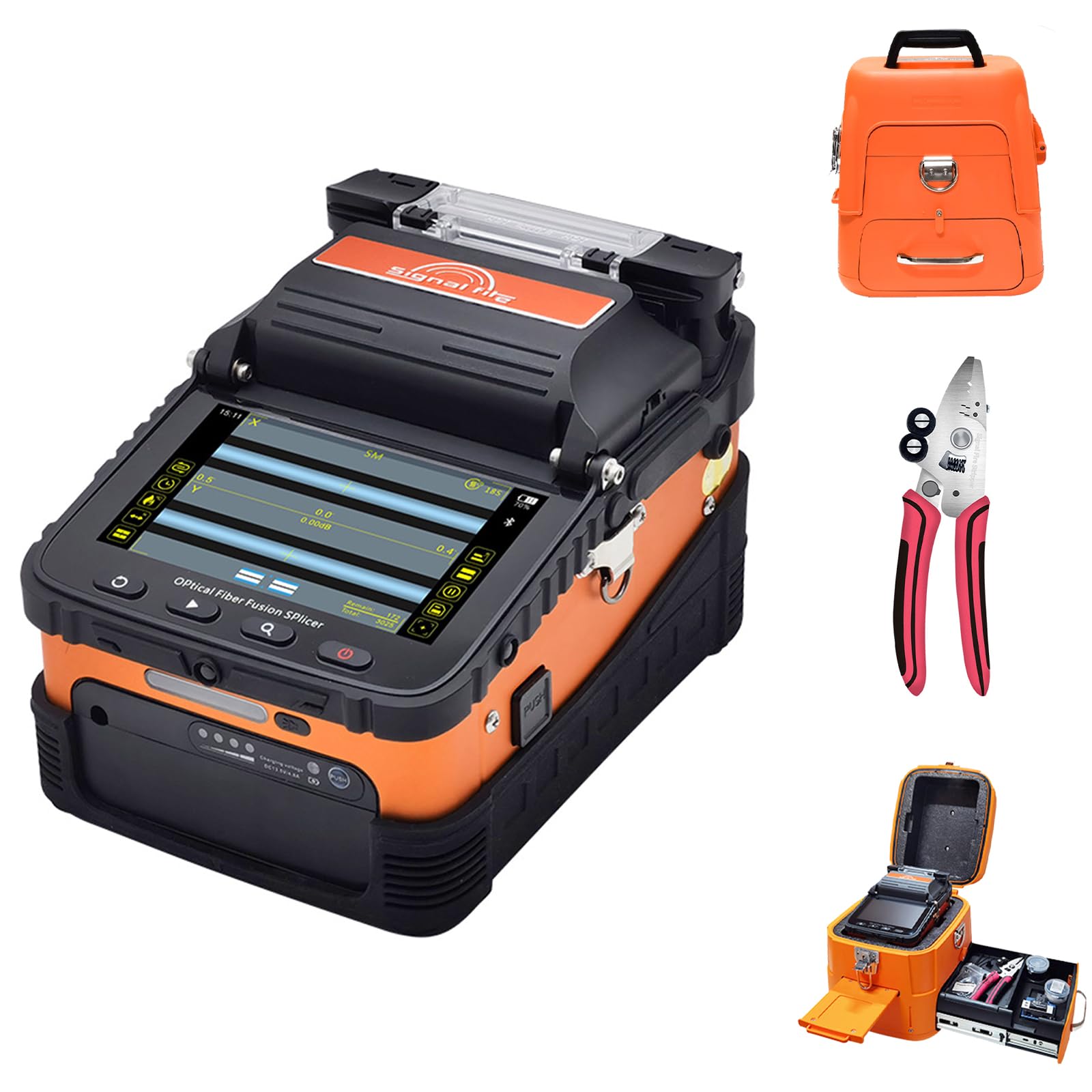 Ai-6C 6 Motor Automatic Intelligent FTTH Fiber Fusion Splicer, 5 Inch LCD Screen SM&MM Fiber Optical Welding Splicing Machine Kit, Splicing 8S Heating 18S Optical Fiber-image-15
