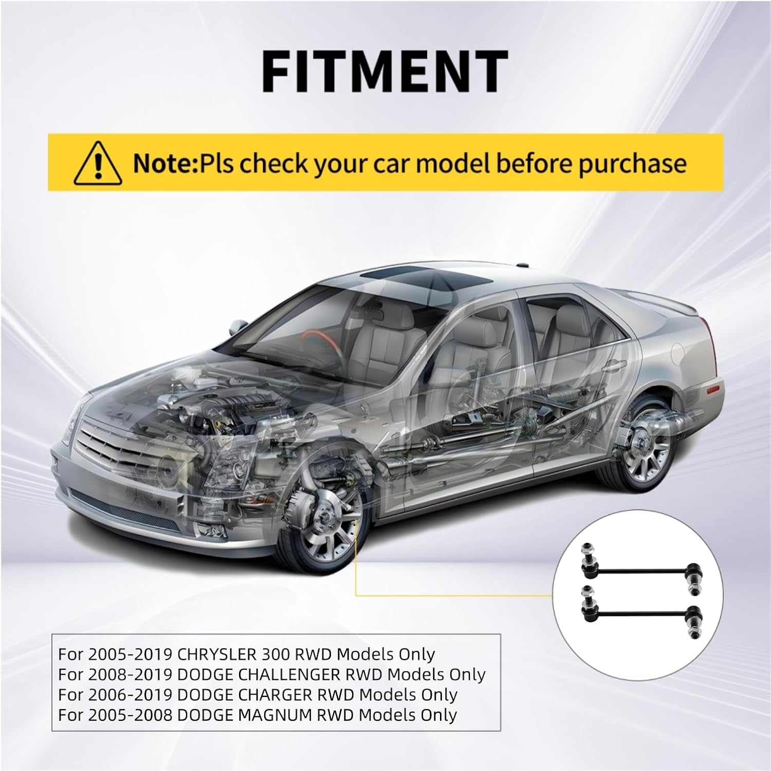 Front Stabilizer Sway Bar End Links for Chrysler 300 2005-2019, Dodge Charger 2006-2019, Challenger 2008-2019, Magnum 2005-2008 K80822 K80823