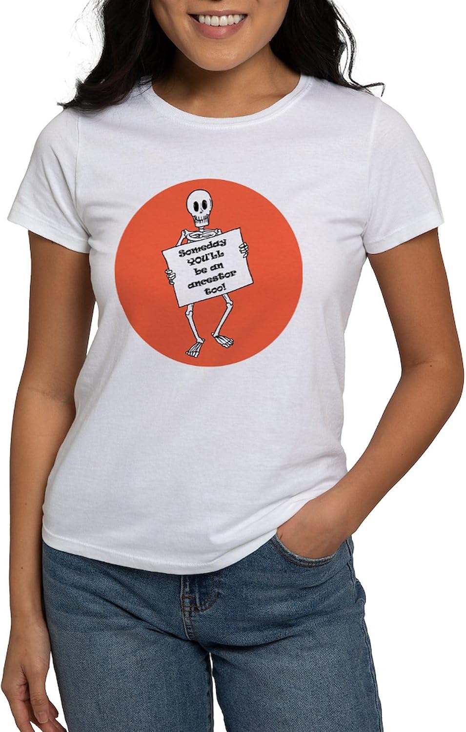 CafePress Genealogy Halloween Women's T Shirt Womens Classic Crew-Neck Soft Graphic T-Shirt