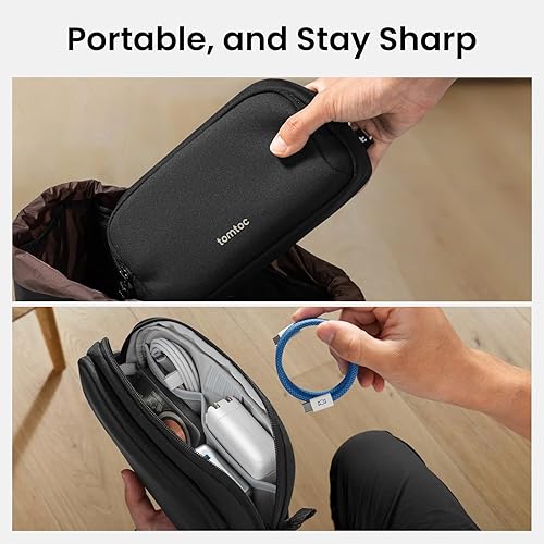 Vista 106 de tomtoc Estuche organizador de accesorios de viaje para electrónicos y cables, para teléfono, Airpods, unidad USB y artículos diarios y esenciales