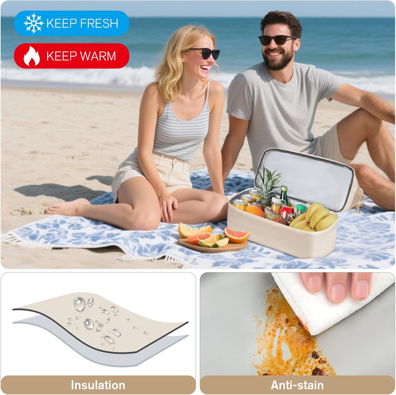 WOOMADA Beach Tote Bag With Cooler, Large Mesh Beach Bags for Women with Wet Pocket, Pool, Swim, Travel Essentials - Image 2