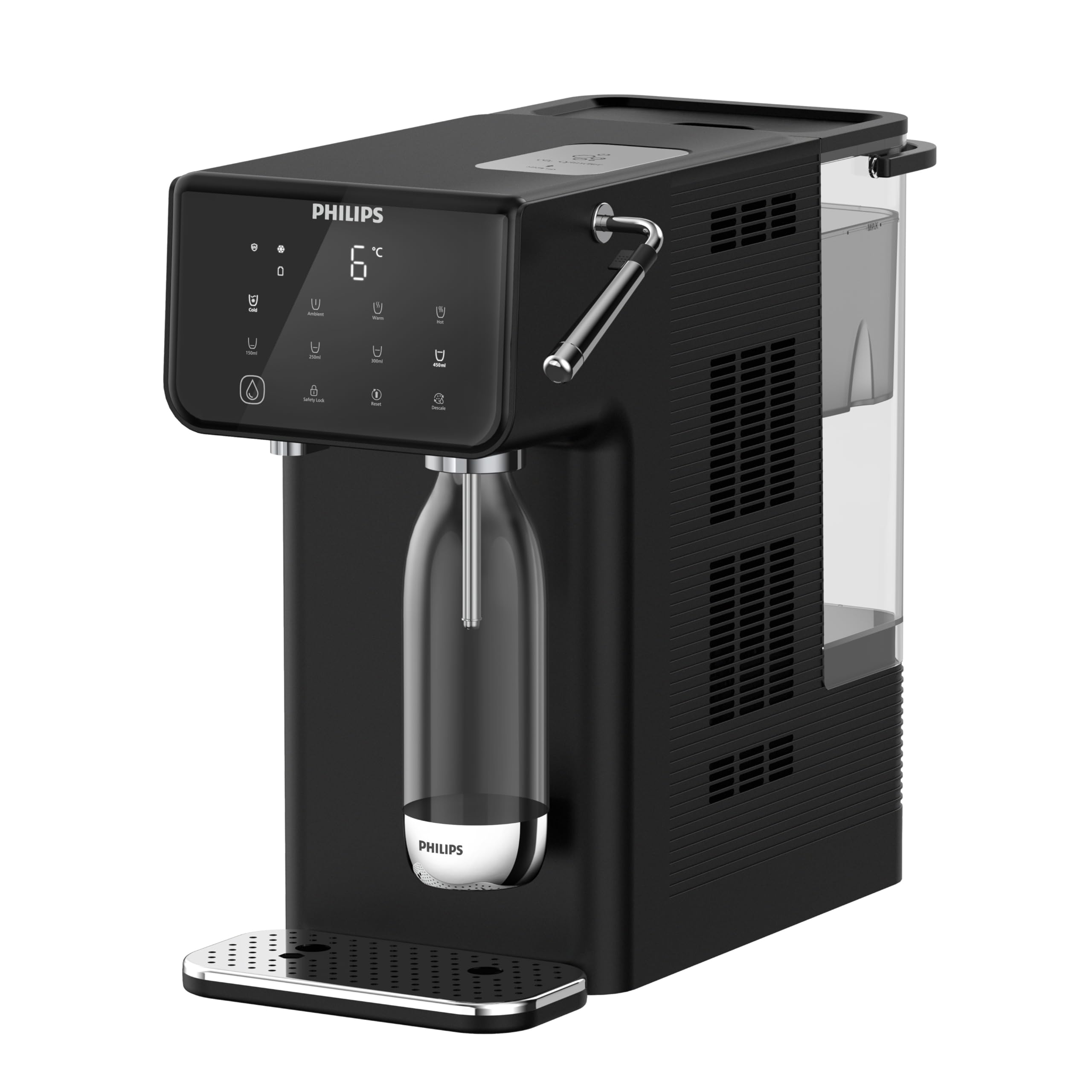 Philips Water 3700 Series Heiß, Kalt und Sprudelwasserspender mit Geschmack+ Filtration, Gefiltertes in Sekunden, Sprudelwasserfunktion, Reduziert Chlor und Kalk, UV-C-Bakterienschutz, no installation