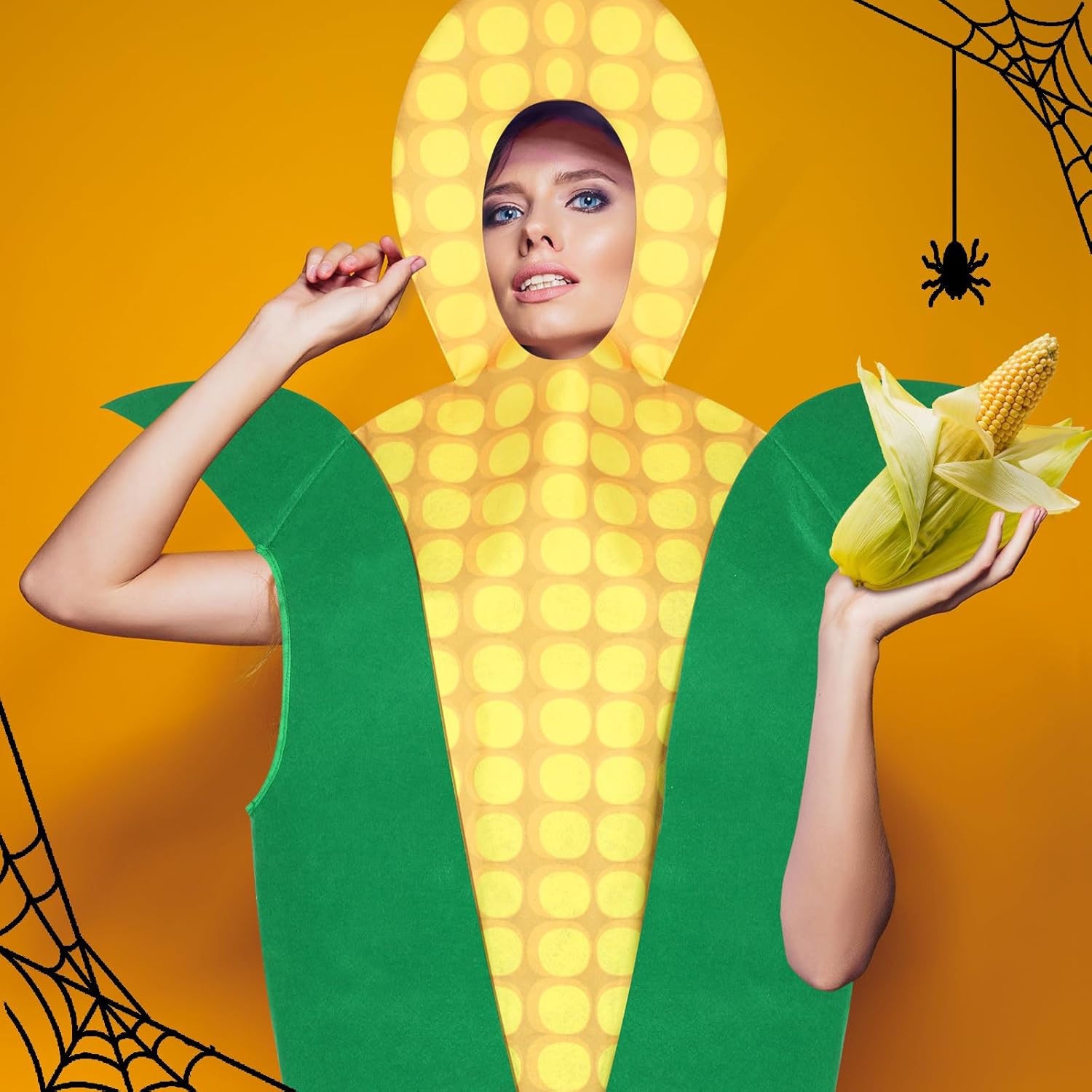 Halloween Corn Outfits Costume for Women Men Funny Corn Costume Cosplay Apparel Accessories for Halloween Party - Image 4