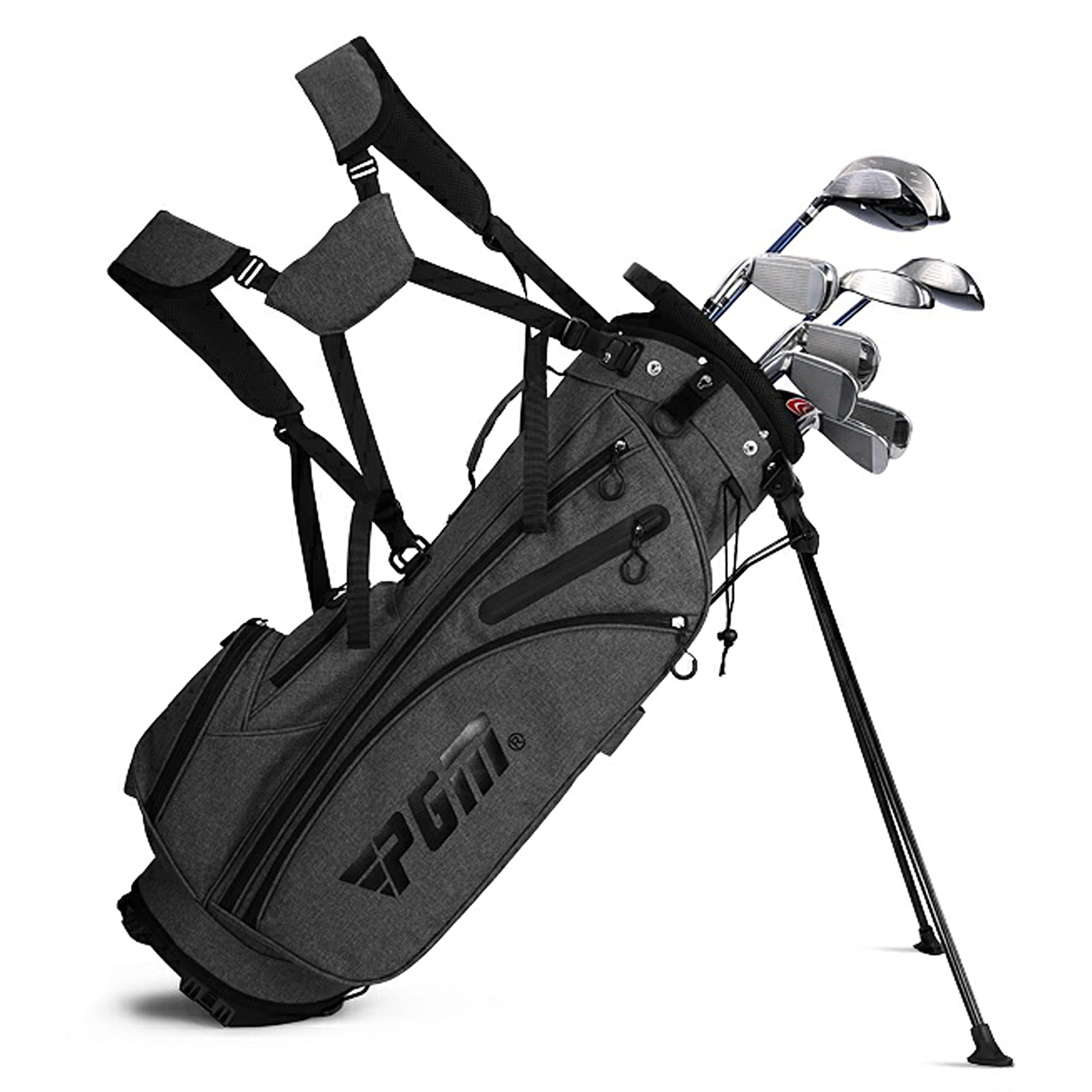 PGM Lot de 18 clubs de golf pour homme - 12 pièces - Titane #1 Driver, hybride à tirage biaisé, fers à haute résistance, putter indulgent, sac de support avec 5 couvre-têtes