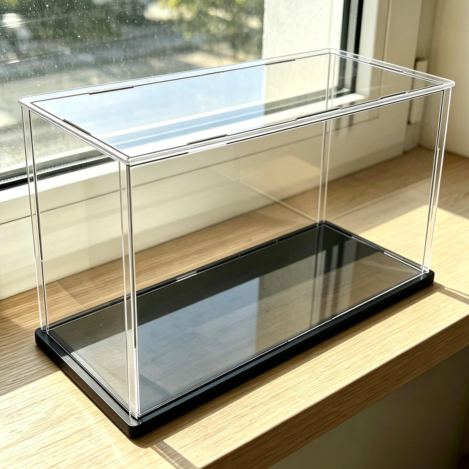 Long Clear Acrylic Display Case, Collectibles Storage Box Organizer, Figures Dustproof Protectio Showcase for Small Large, Easy Assemble(Black,80x40x40cm/31x16x16in)