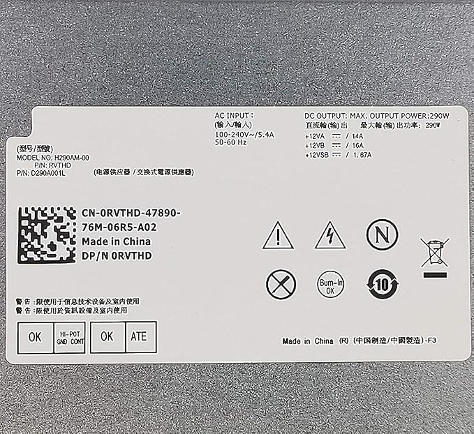 Fuente de alimentación 290W para Dell Optiplex MT miniatura 4