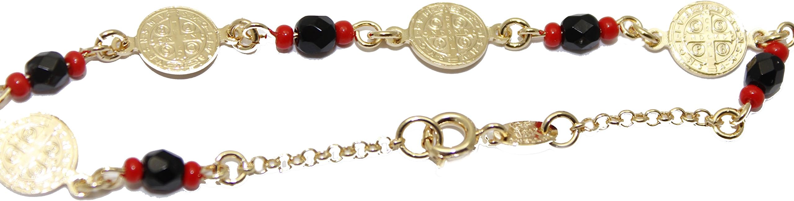 San Benito Azabache Charm 7 inch Bracelet - San Benito Azabache Bracelet 18k Gold Plated Bracelet 7 Inch - Enchape De Oro