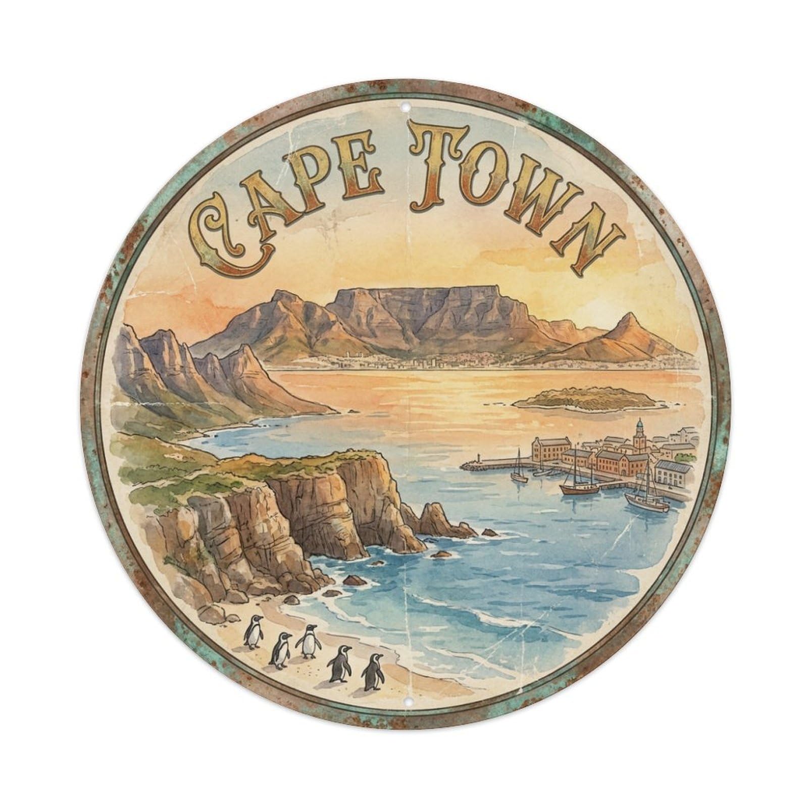 Vintage Travel South Africa Cape Town 1 Metal Tin Sign
