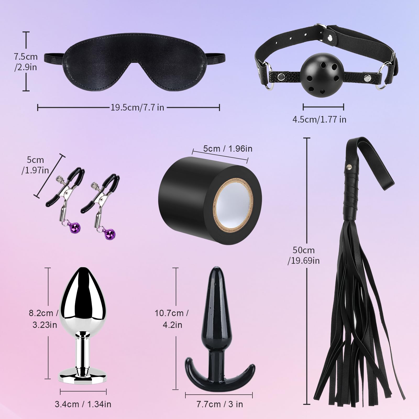 14 Piezas SM Bondage Kit Sex Toys Ninonly Kit de BDSM Juguetes Sexuales Perfecto para Parejas Set de Esclavitud BDSM Restraints Kits con Sexual Esposas para Principiantes y Experimentados Púrpura