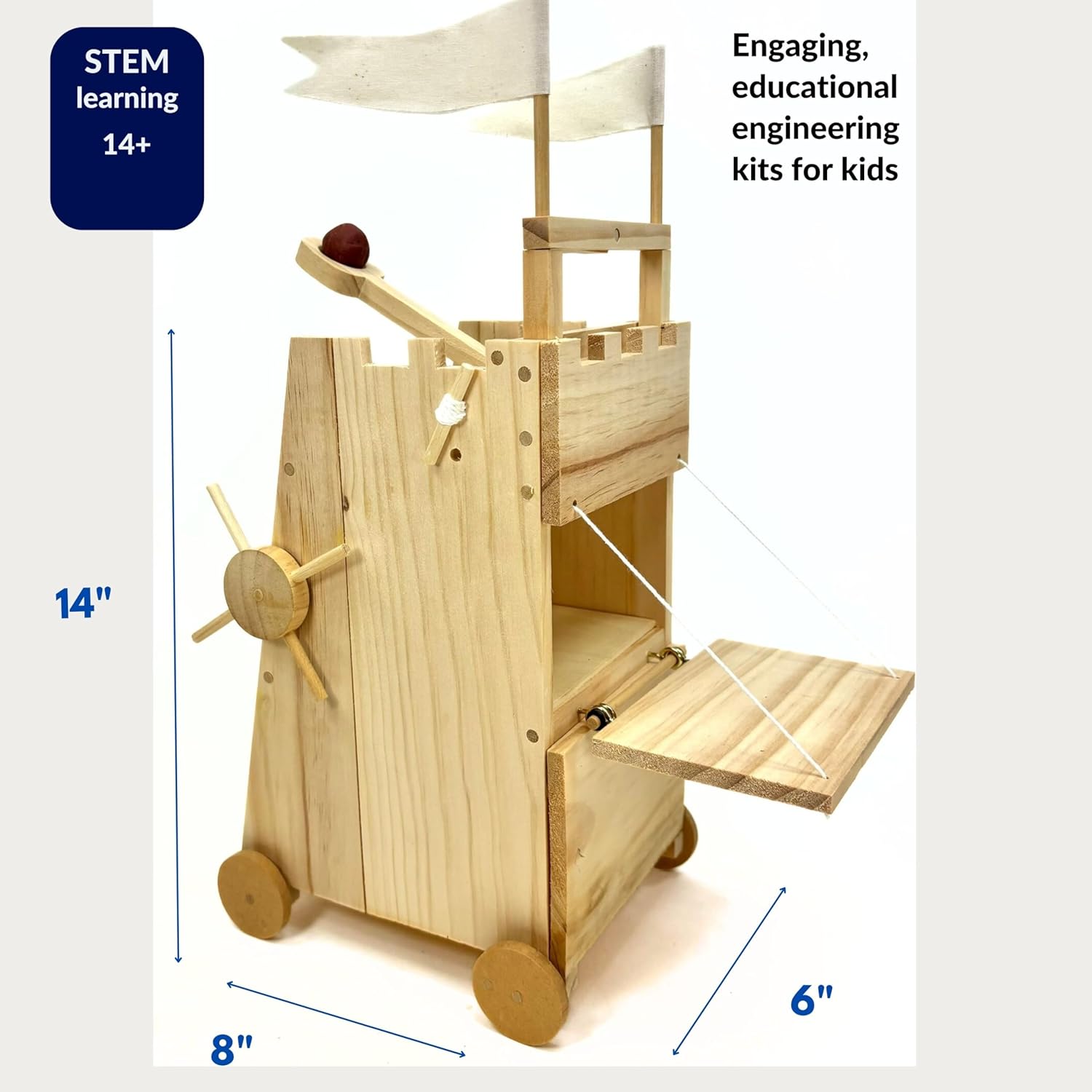PATHFINDERS STEM Kit – Medieval Siege Tower with Catapult | Wooden Building Kit for Teens and Adults | Engineering & Physics Toy | Hands-On STEM Project