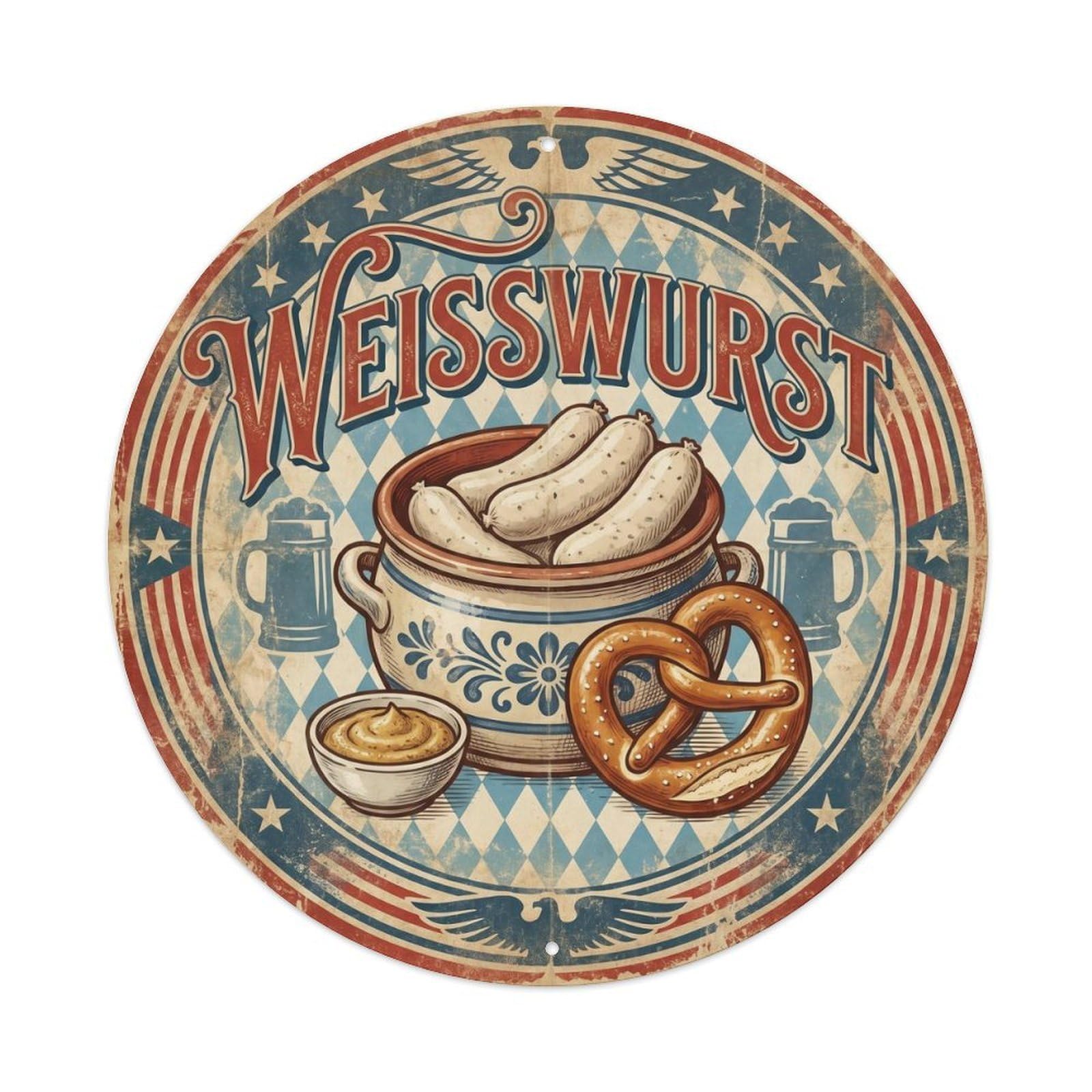 Bavarian Weisswurst Breakfast Cuisine Classic Metal Tin Sign