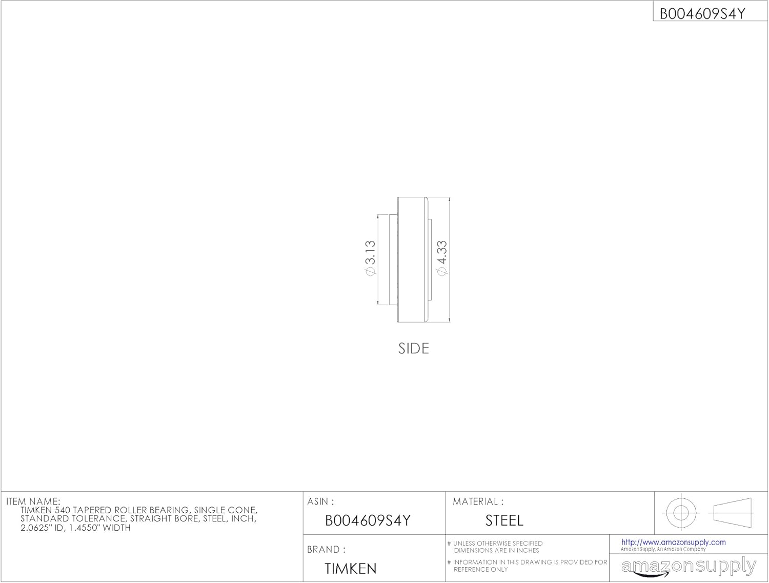 Timken Tapered Roller Bearing Cone - 540